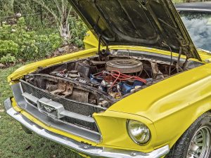 Yellow Ford Mustang Car Engine