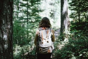 Woman Hiking on Trail